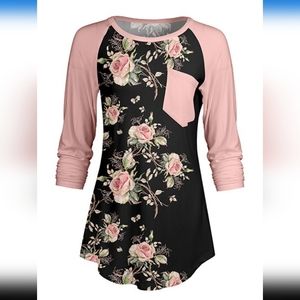 Black and Rose Raglan Tunic